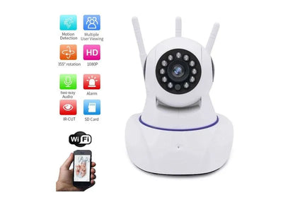 Camara De Seguridad Robotica Ip Full Hd Wifi Vigilancia 3 Antenas